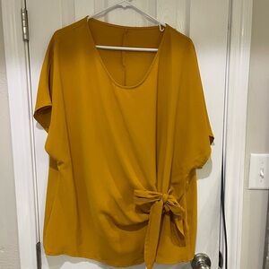Mustard Yellow Women's Top with Tie Detail